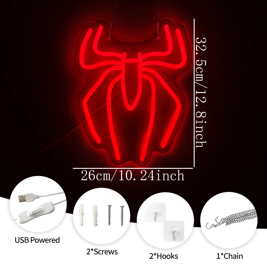 Logo Spider Neon Led Alimentat - Power Tools Logo recensione e prezzo
